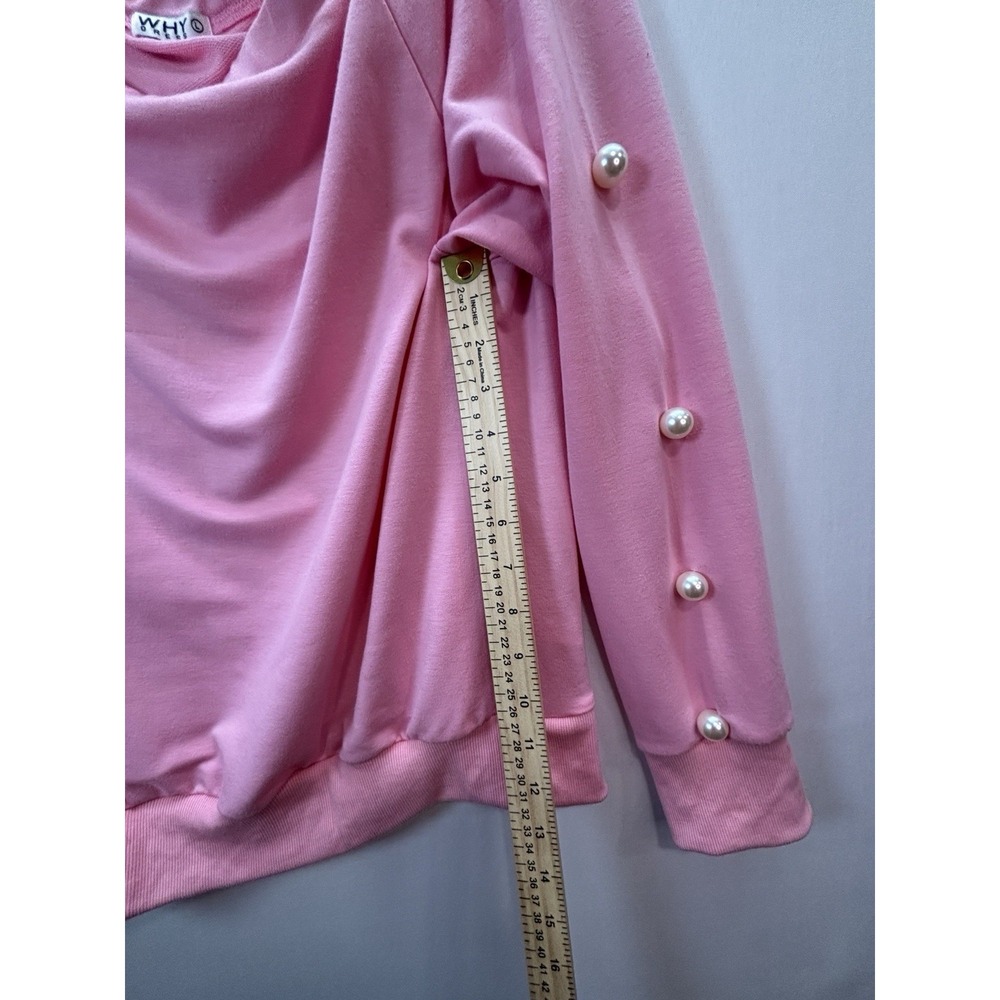 WHY DRESS Women’s Pink 2-Piece Knit Set Pearl Sweatshirt & Jogger Pants L - Picture 14 of 15